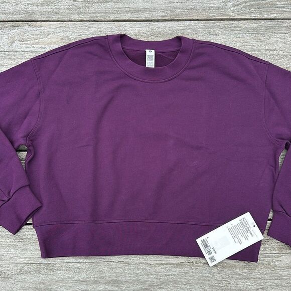 Lululemon Perfectly Oversized Cropped French Terry sweatshirt purple size 6‎ NWT - Picture 1 of 8